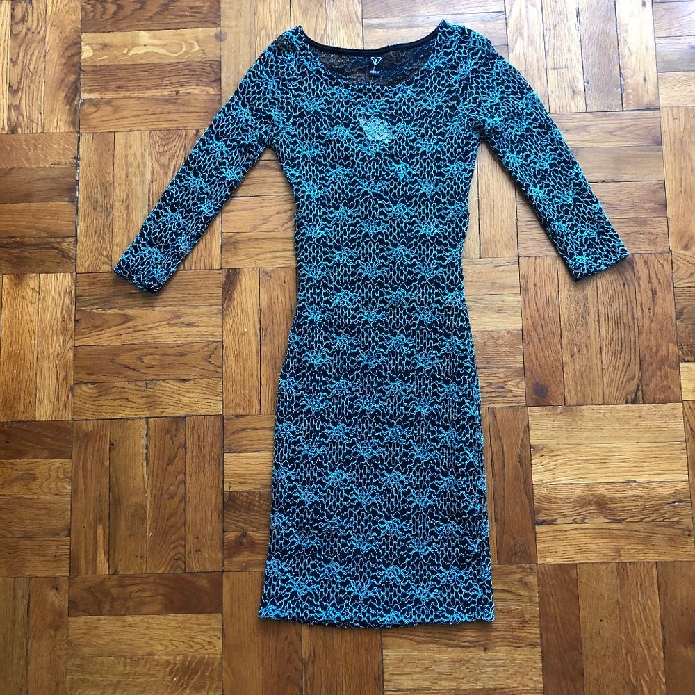 Black and turquoise lace 3/4 sleeve dress NWT homecoming